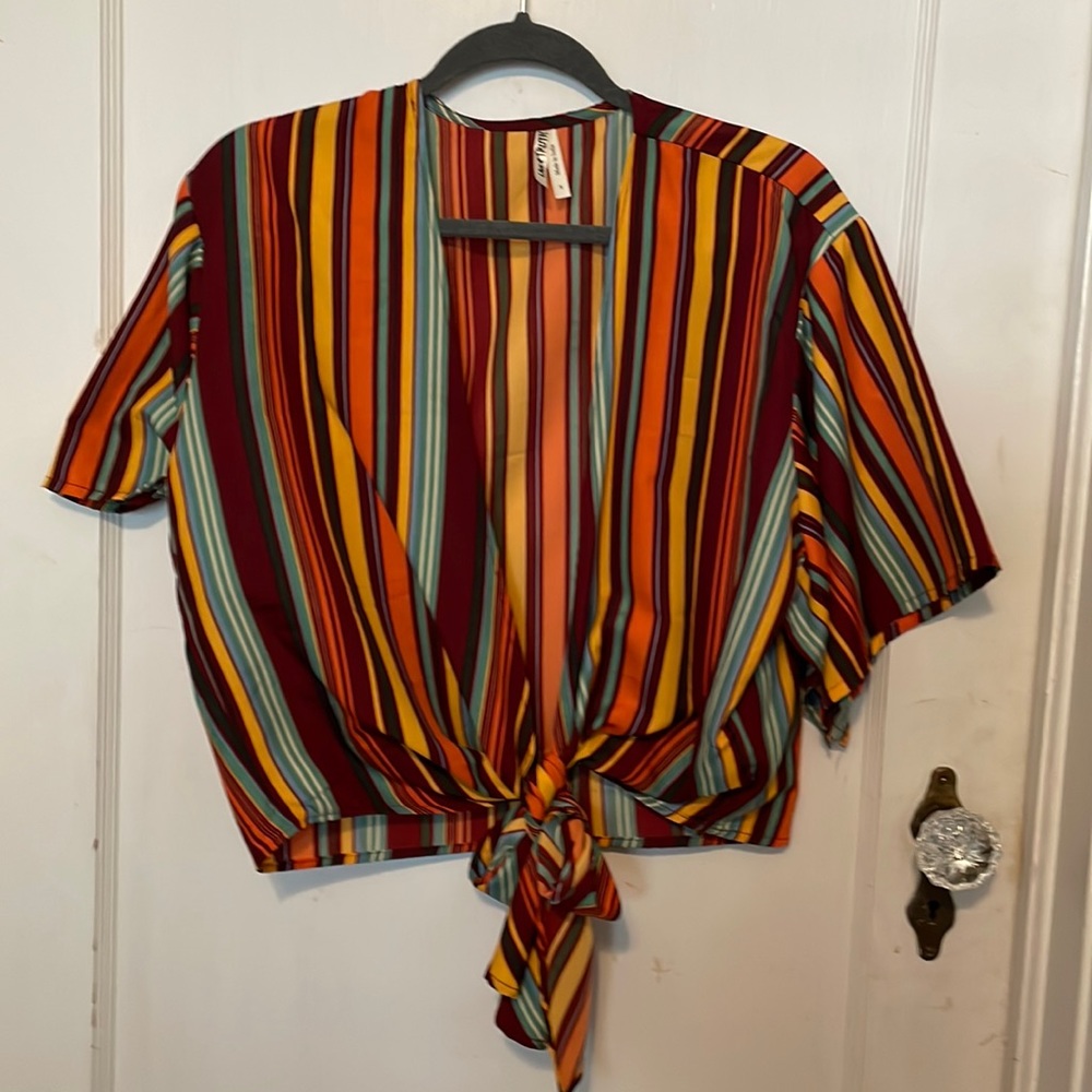 Live 4 Truth Multi colored striped tie-front women’s blouse.